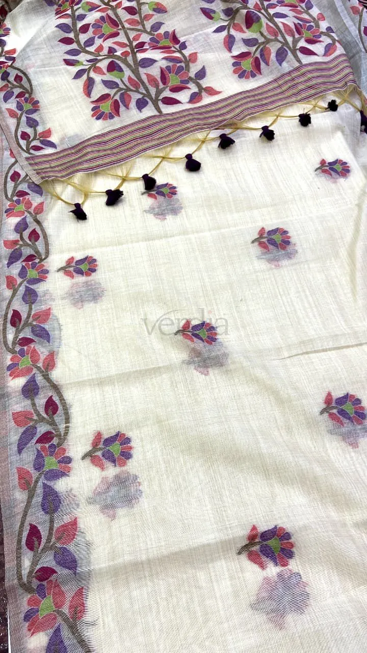 Munga Jamdani Saree in authentic Munga Silk