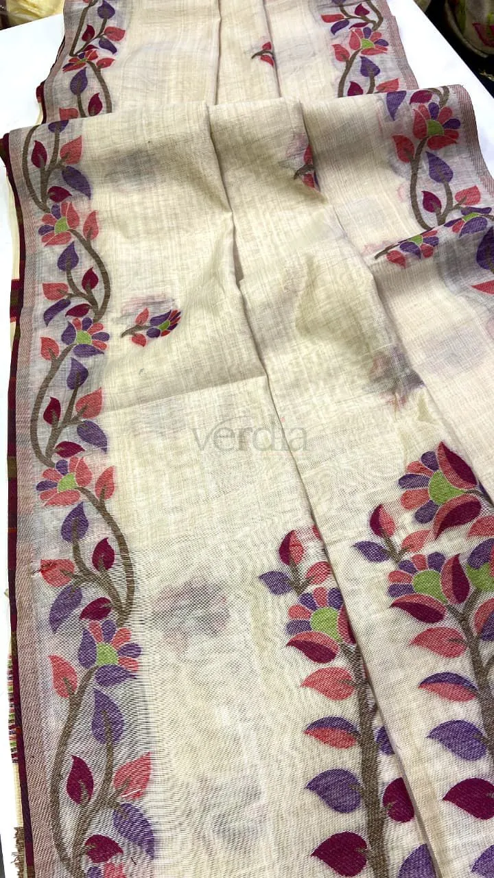 Munga Jamdani Saree in authentic Munga Silk view 4