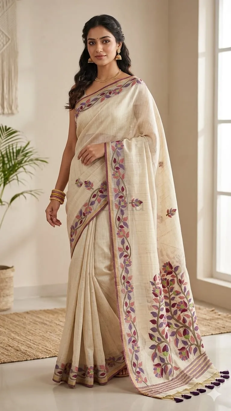 Munga Jamdani Saree in authentic Munga Silk