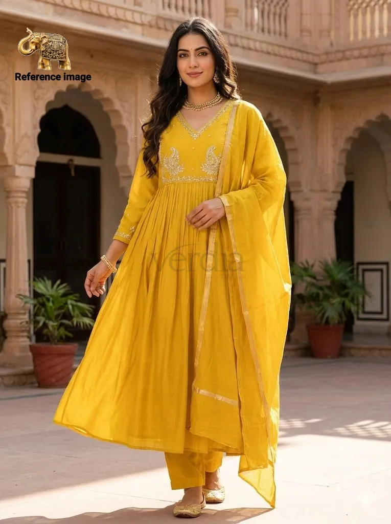 Pure Mal Chanderi fabric with intricate handwork detailing.
