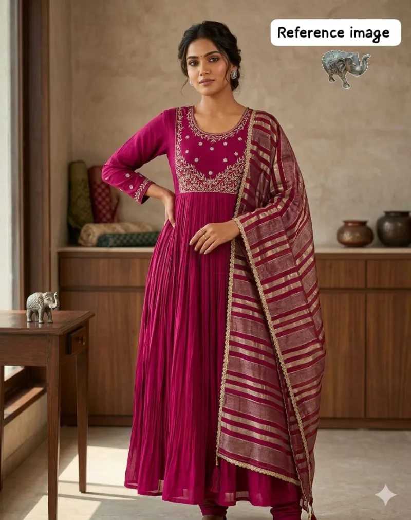 Pure Mal Chanderi fabric with intricate handwork detailing. view 6