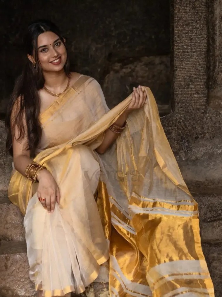 Premium Linen Zari Tissue Silk Saree