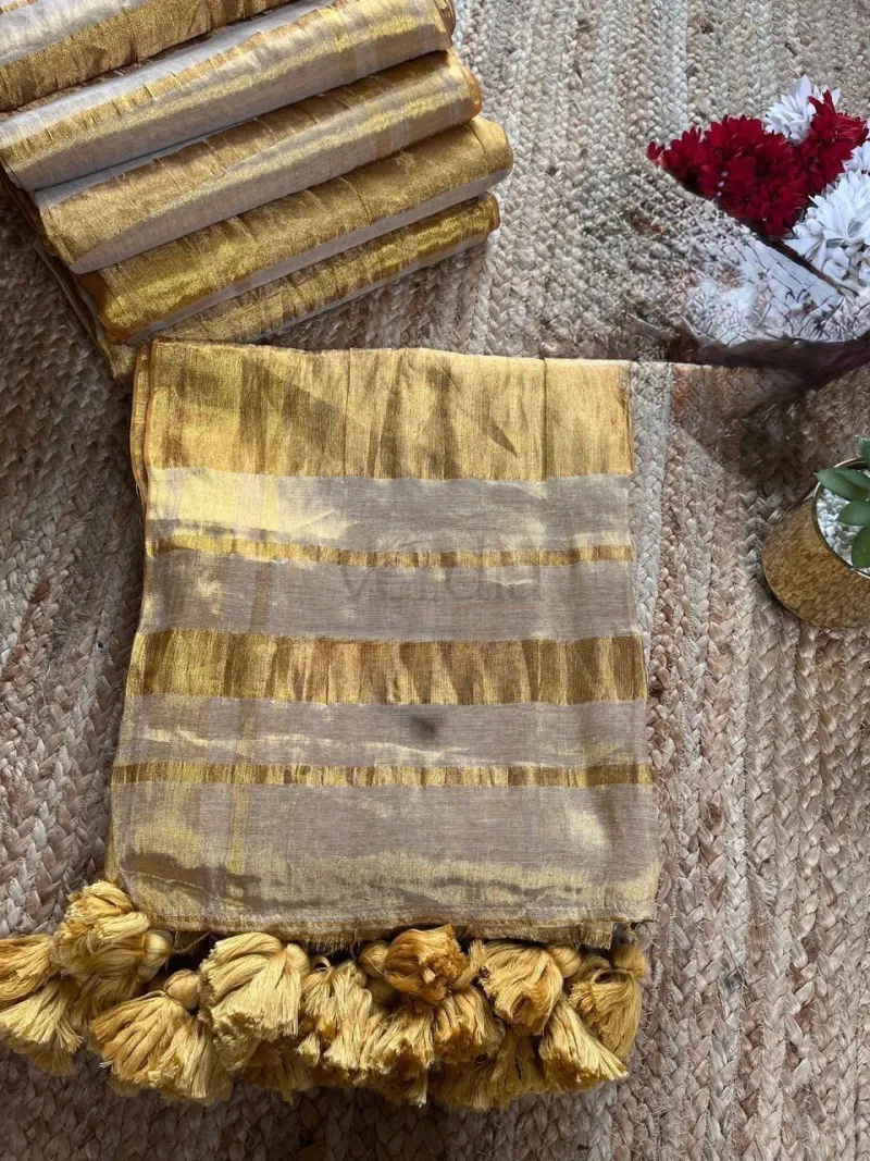 Premium Linen Zari Tissue Silk Saree