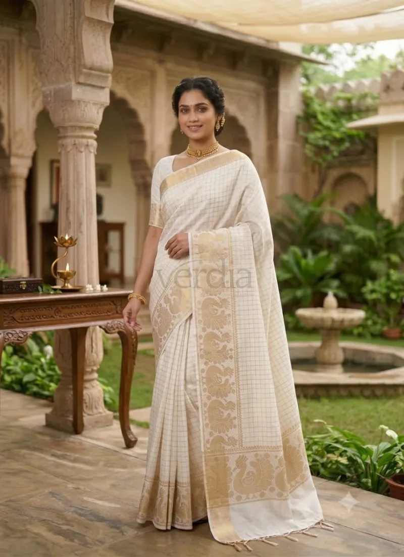 Onam Special Kerala Sungudi Cotton Saree