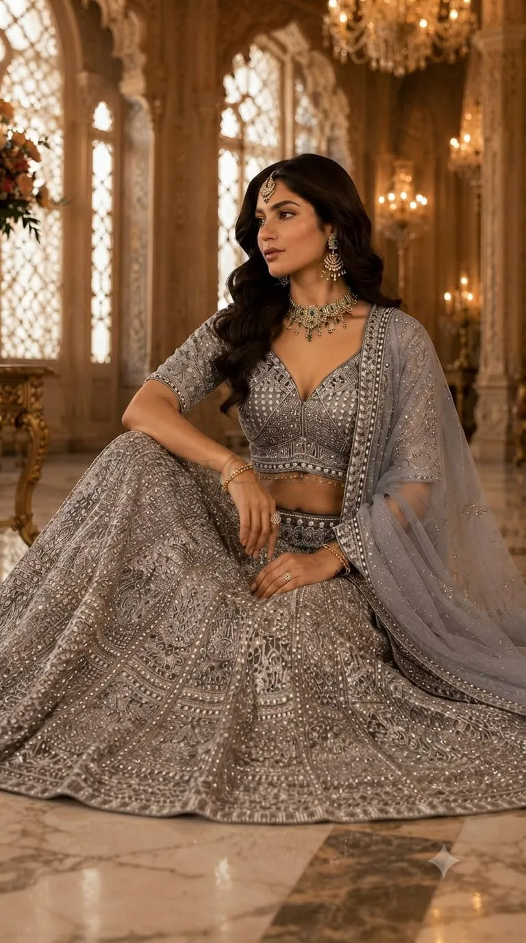 High-quality pure silk and net lehenga choli view 2