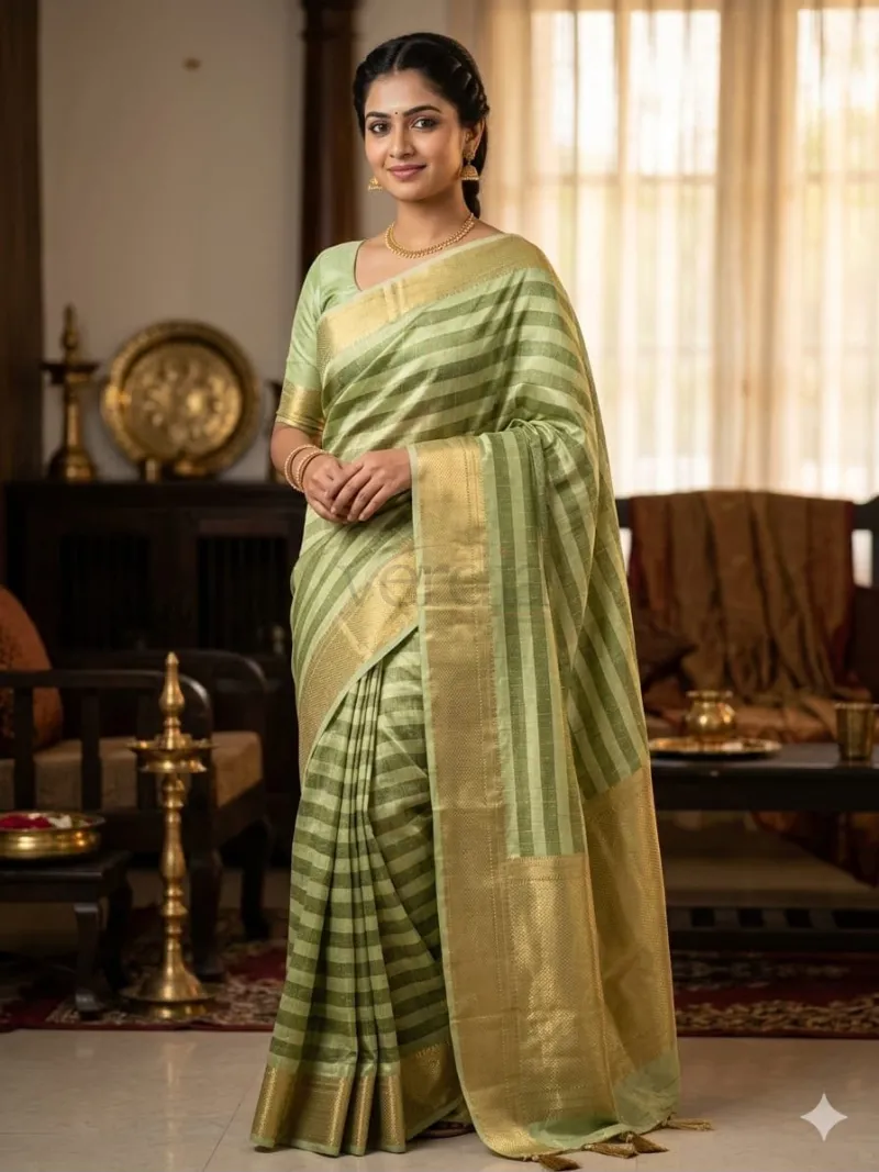 Tissue cotton saree view 4