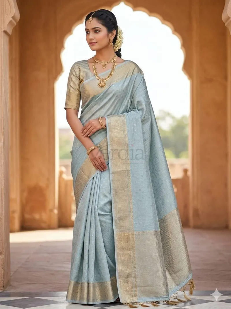 Tissue cotton saree view 6