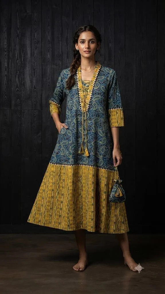Ajarakh print cotton kurti