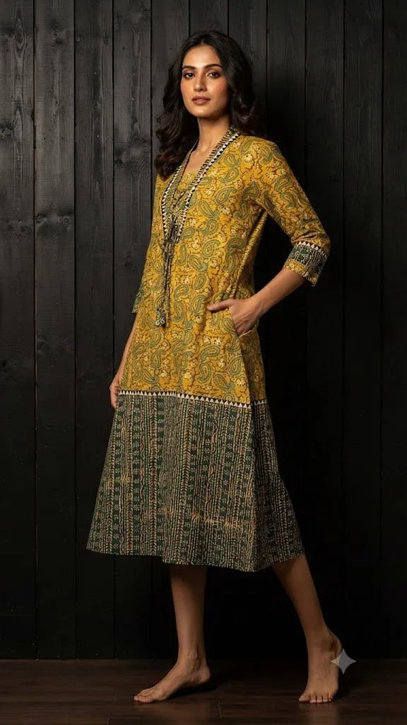 Ajarakh print cotton kurti view 3