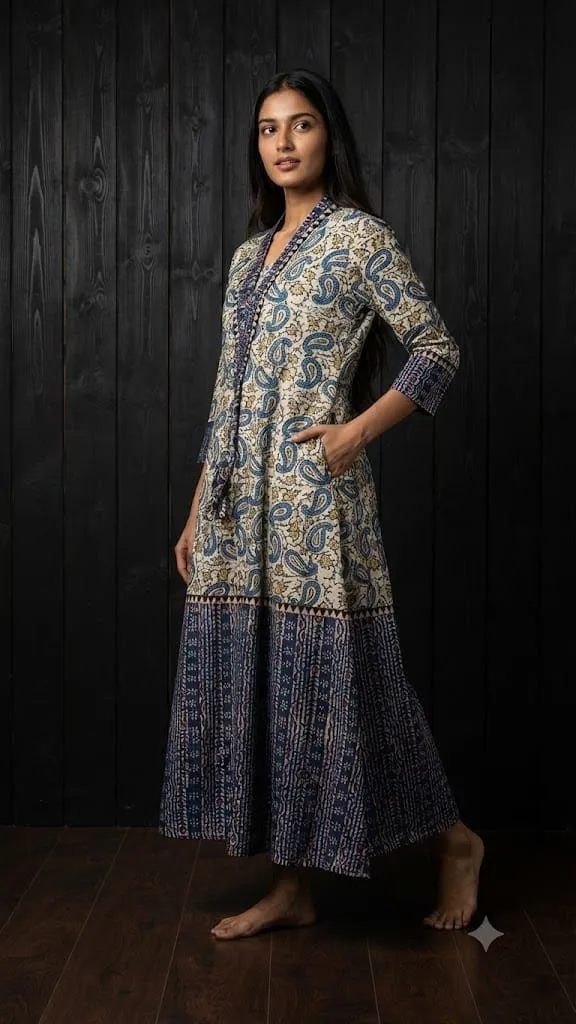 Ajarakh print cotton kurti view 5