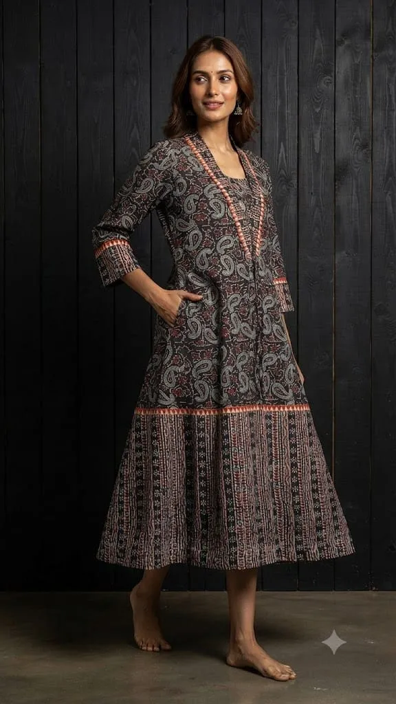 Ajarakh print cotton kurti view 6