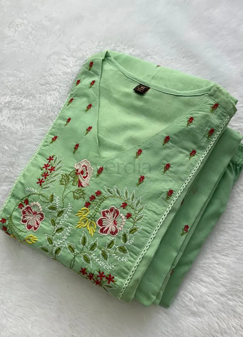 Premium Pure Mul cotton kurti Pant Dupatta set view 12