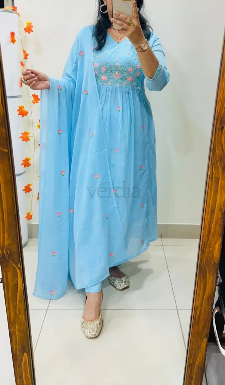 Premium Pure Mul cotton kurti Pant Dupatta set view 5