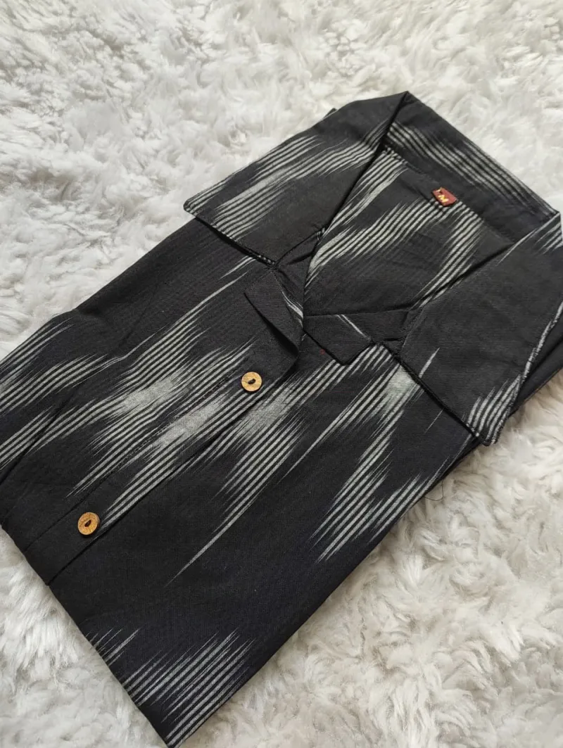 Smart A-line Midi Dress in Ikkat Print view 2