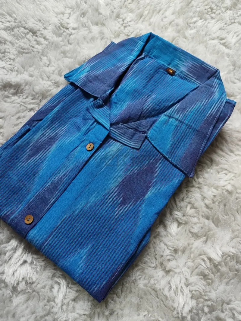 Smart A-line Midi Dress in Ikkat Print view 8