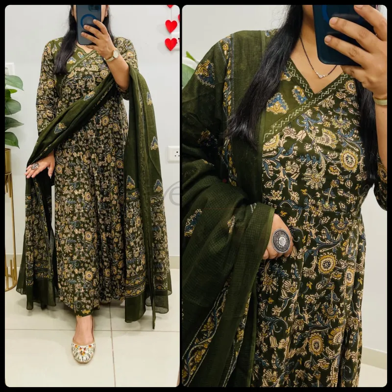 Kalamkari Print Idaho style floral Kalamkari print kurti set