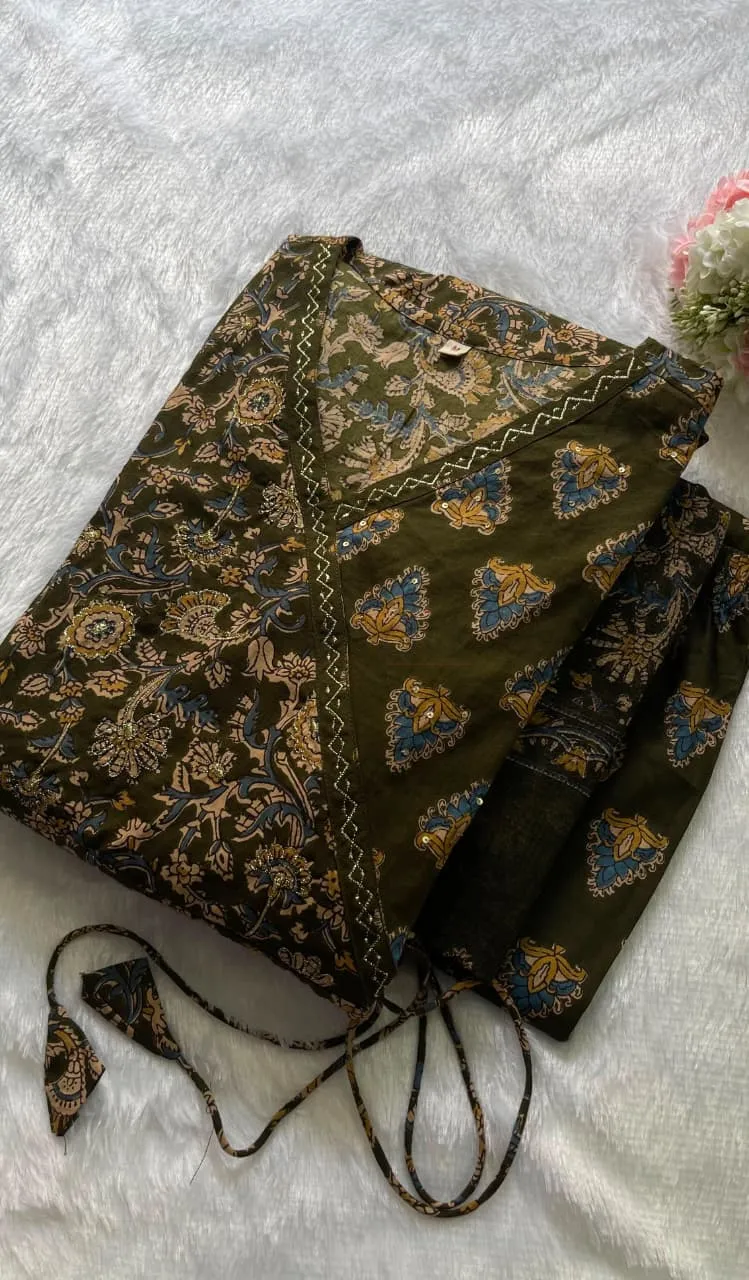 Kalamkari Print Idaho style floral Kalamkari print kurti set view 4