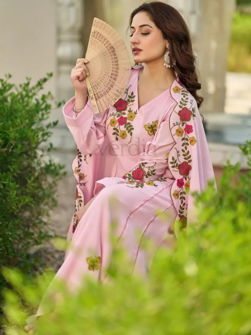 Three piece crush cotton kurti set view 11
