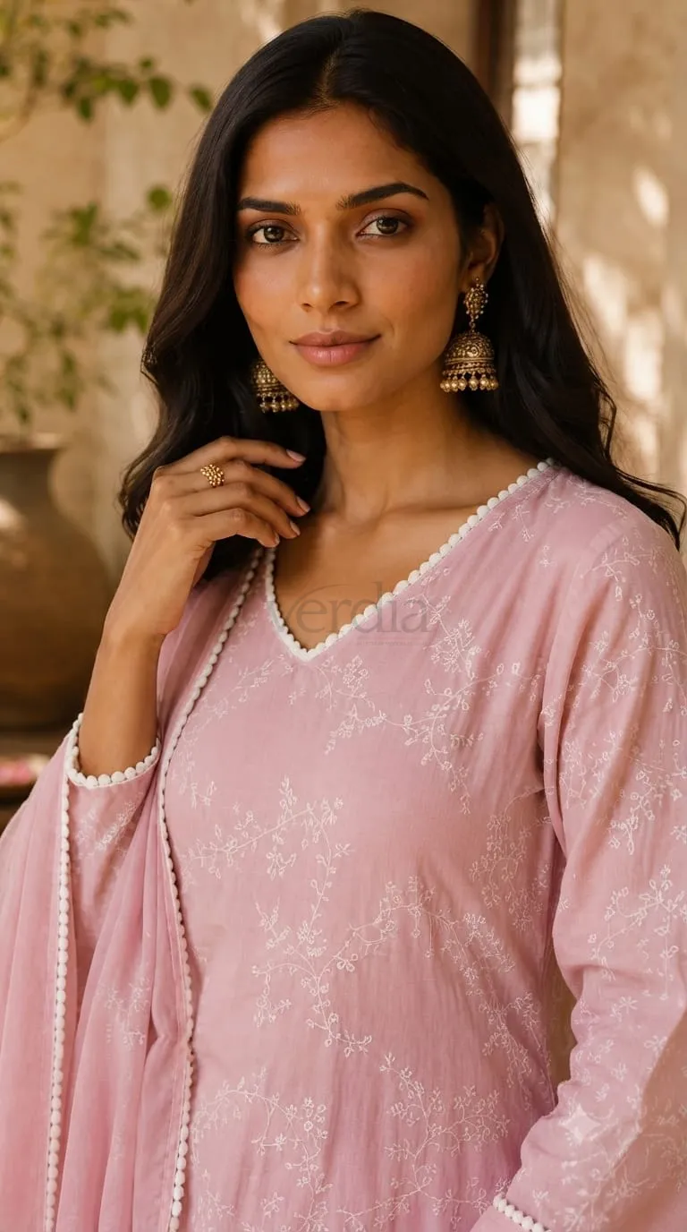 Premium Banarasi Mul Chanderi Kurta (with attached lining) view 2