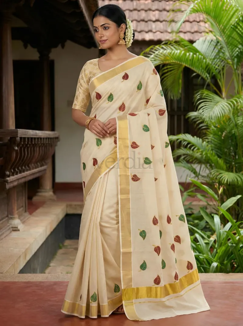 Traditional Onam Kerala Saree view 9