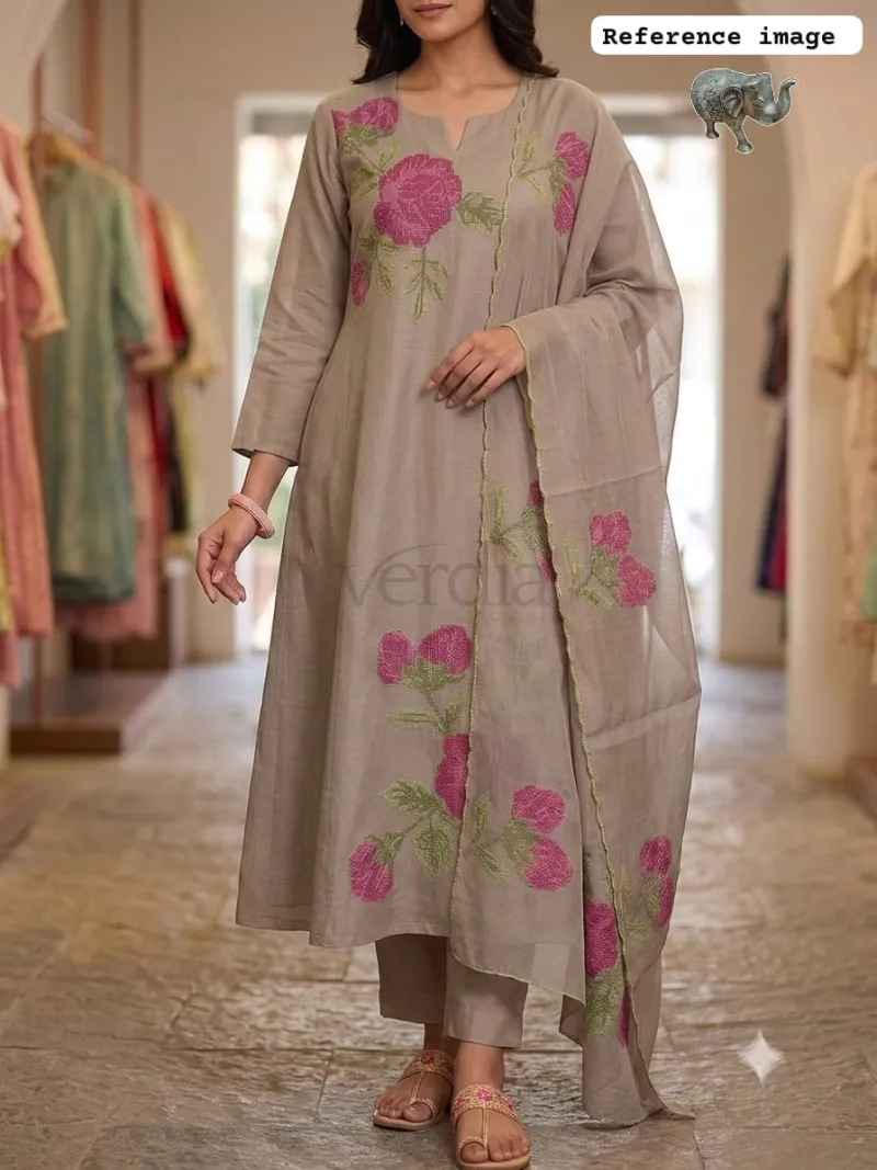 Premium Festival Collection Coral silk kurti set. view 6