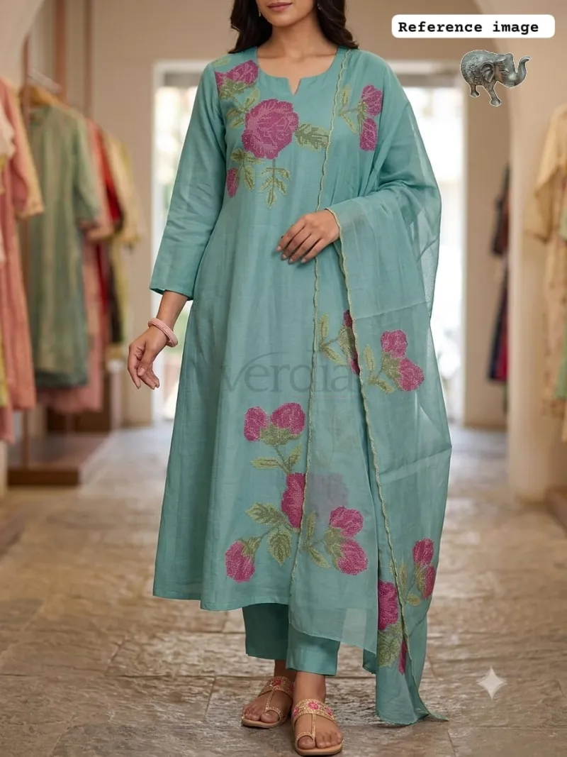 Premium Festival Collection Coral silk kurti set. view 7
