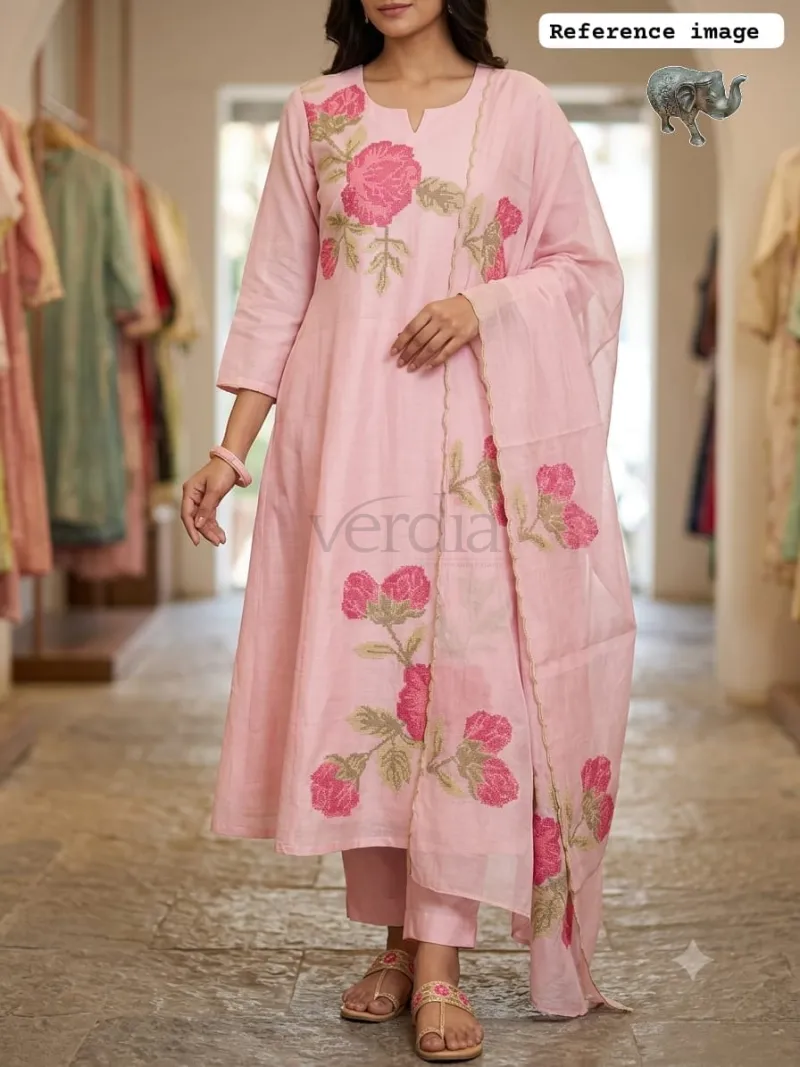 Premium Festival Collection Coral silk kurti set. view 8