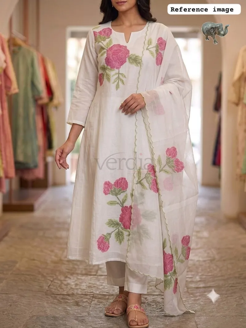 Premium Festival Collection Coral silk kurti set. view 9