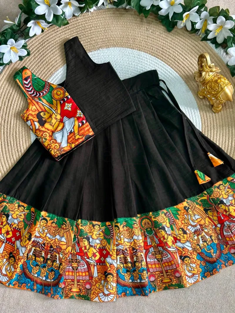 Kathakali Heritage Kids Lehenga Collection in premium silk view 3
