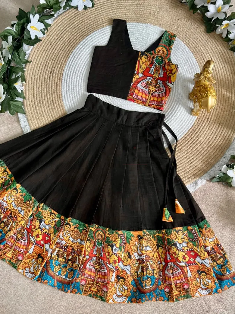 Kathakali Heritage Kids Lehenga Collection in premium silk view 4