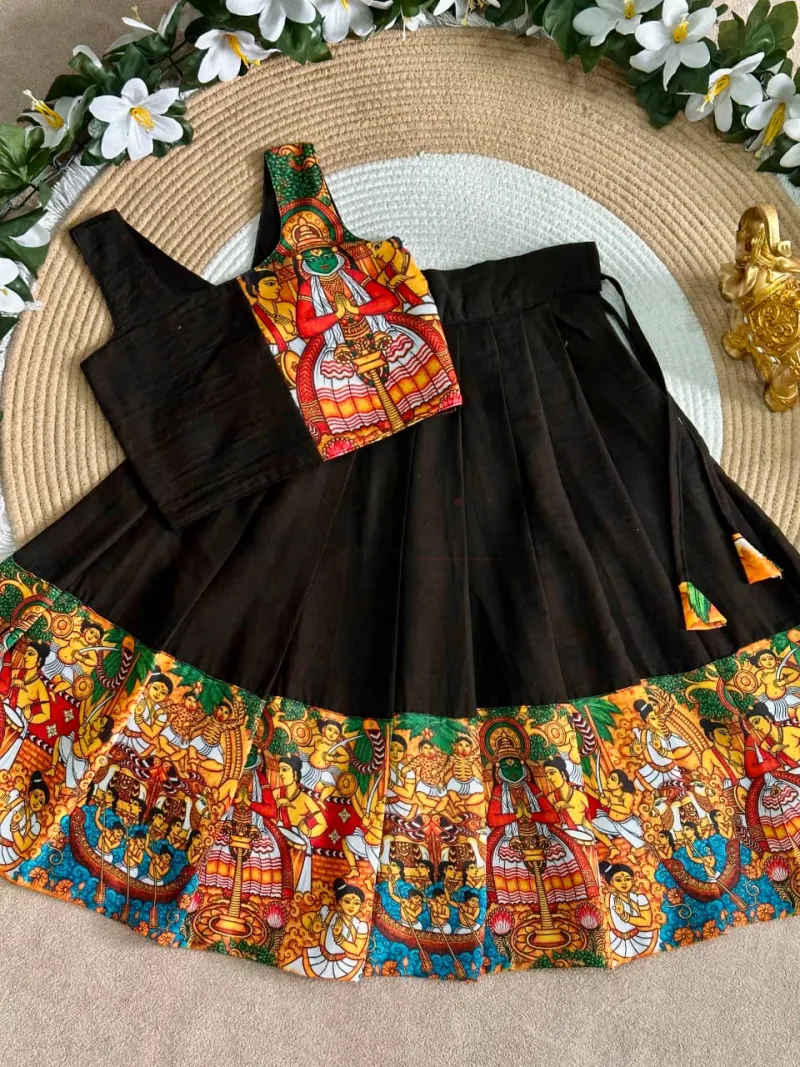 Kathakali Heritage Kids Lehenga Collection in premium silk view 5