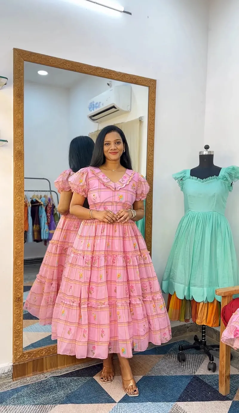 Maxi dress in Chanderi cotton view 2