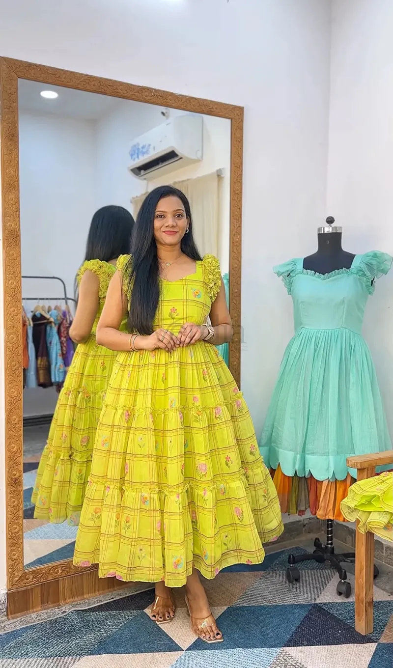 Maxi dress in Chanderi cotton
