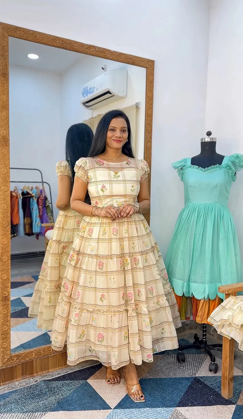 Maxi dress in Chanderi cotton view 4