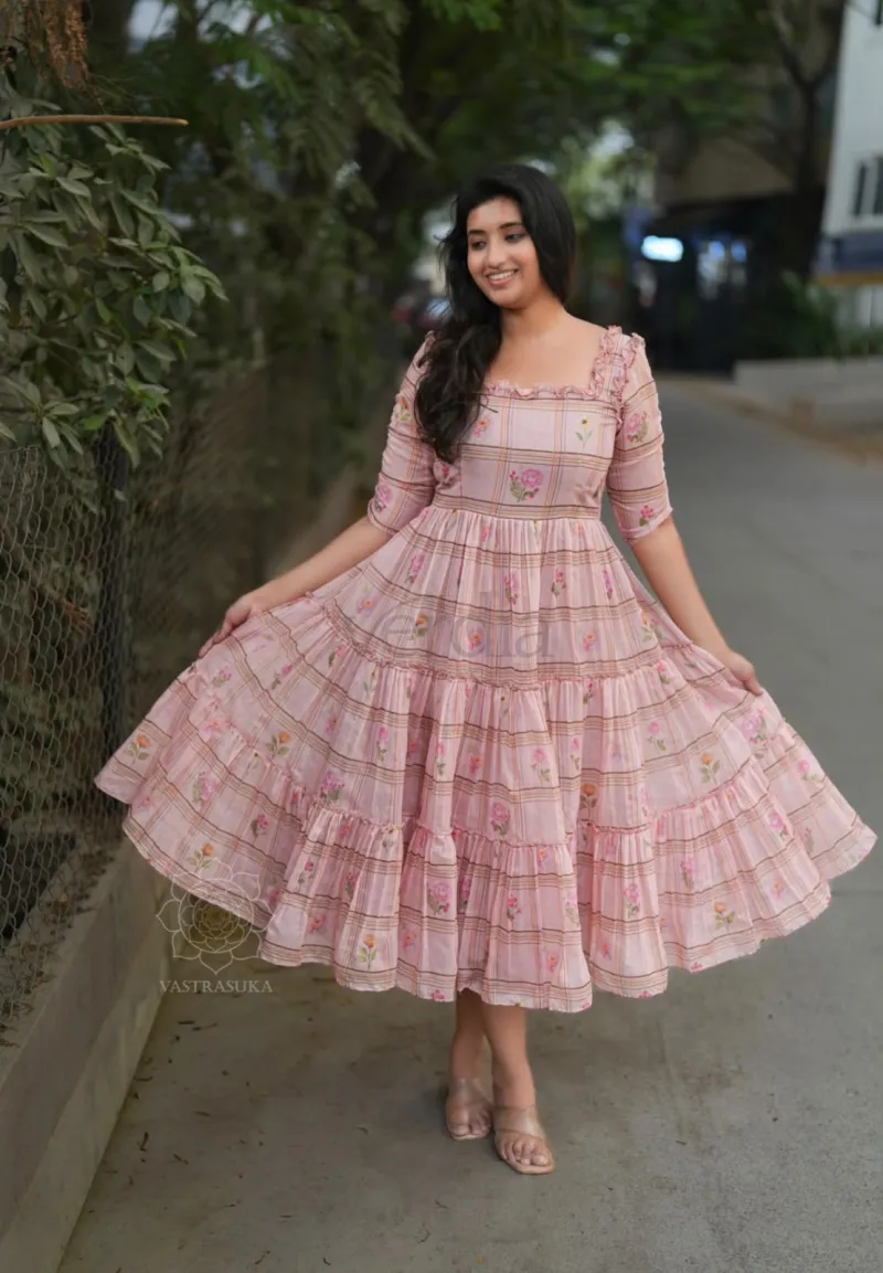 Maxi dress in Chanderi cotton view 6