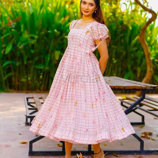 Maxi dress in Chanderi cotton