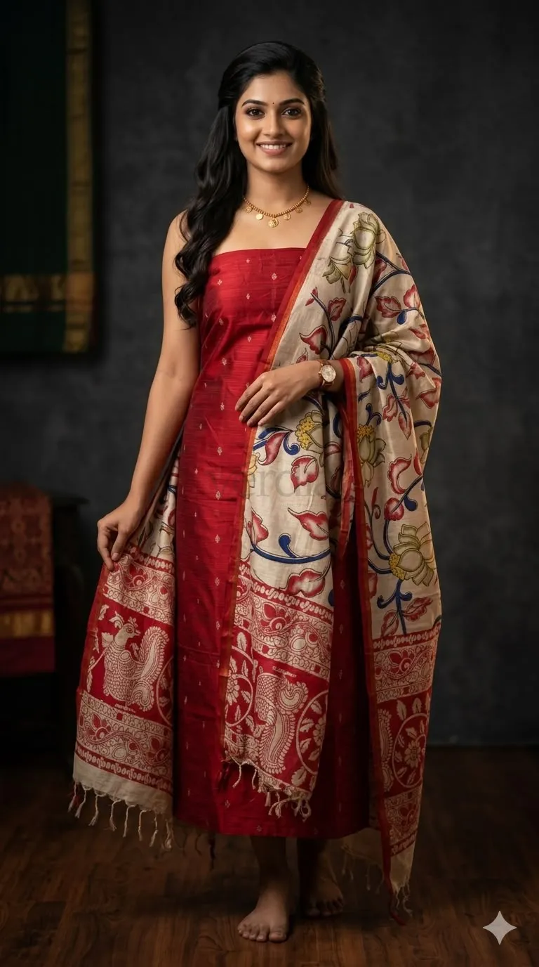 Exquisite Handcrafted Dress Material(Unstitched) without bottom material view 11