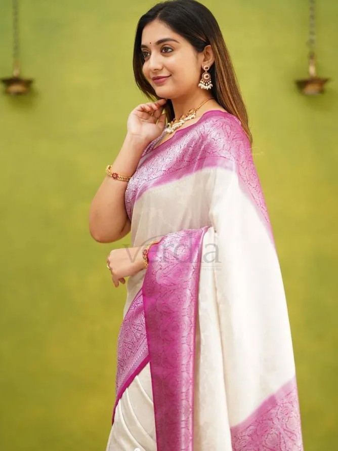 Banarasi Soft Silk Saree (5.5m) with full brocade blouse (0.8m) view 3