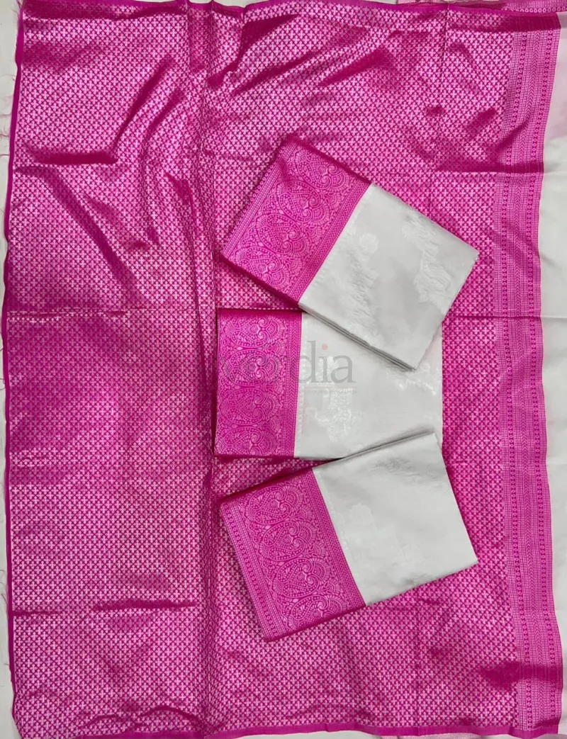 Banarasi Soft Silk Saree (5.5m) with full brocade blouse (0.8m) view 5