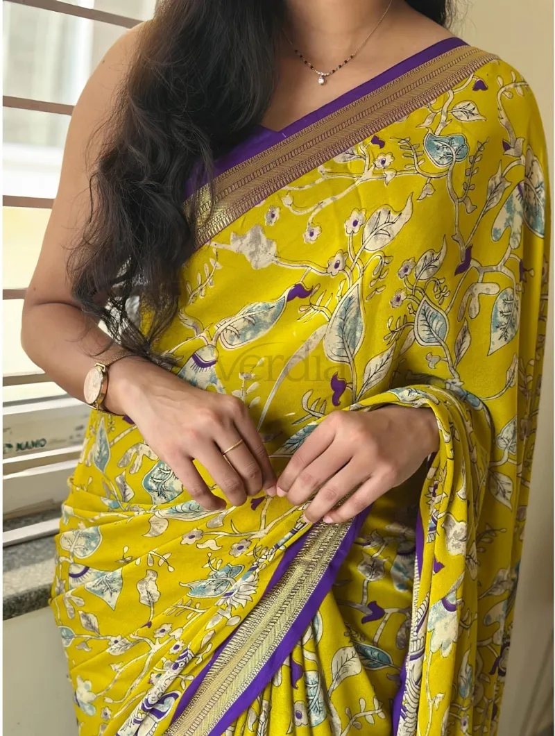 Mul Cotton Saree with Kalamkari Design view 2