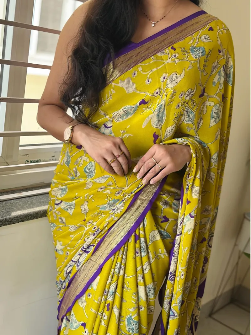 Mul Cotton Saree with Kalamkari Design