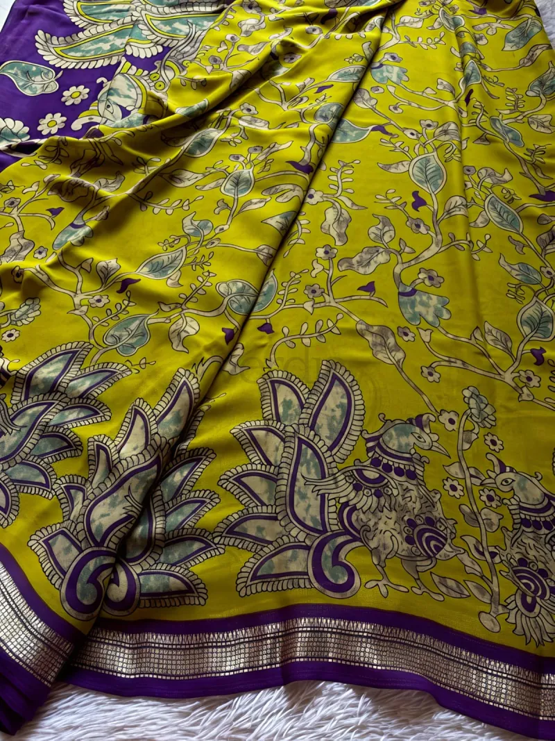 Mul Cotton Saree with Kalamkari Design view 6