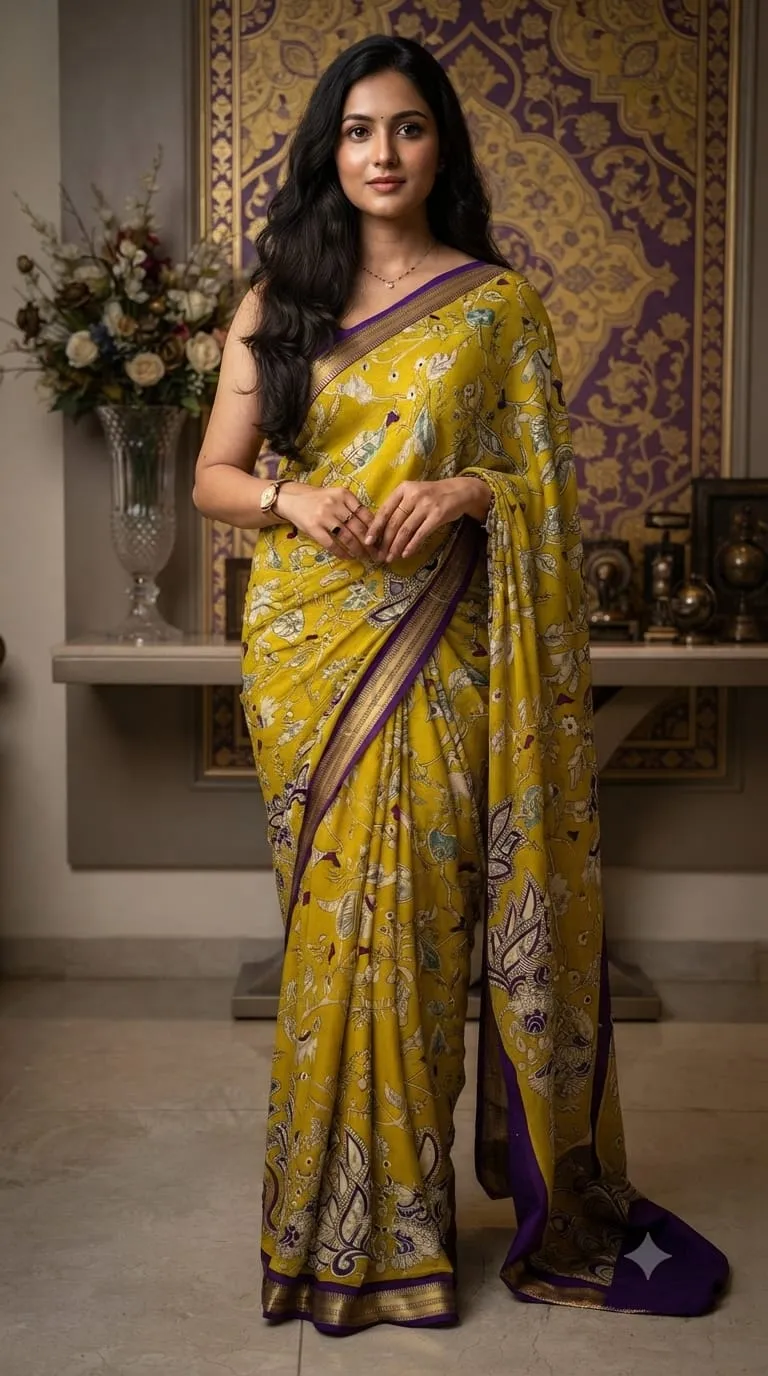 Mul Cotton Saree with Kalamkari Design