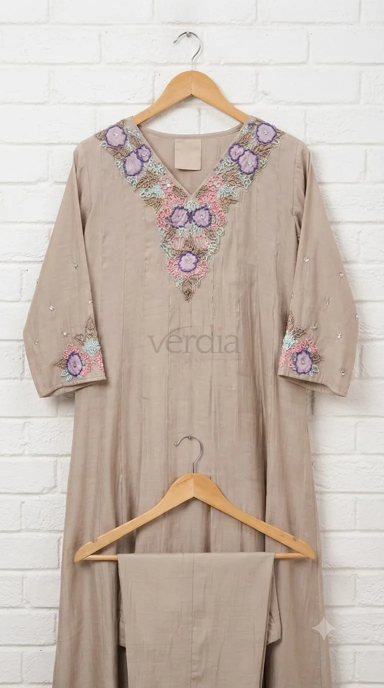 Premium Mul Chanderi Flared Kurta Set view 2