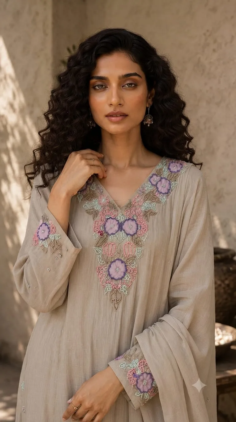 Premium Mul Chanderi Flared Kurta Set