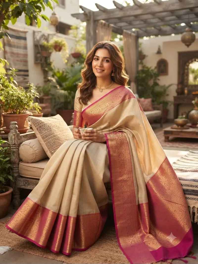Soft Cotton Silk Saree with Pure Golden Zari
