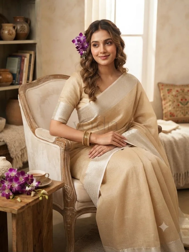 Soft Cotton Silk Saree with Pure Golden Zari view 4