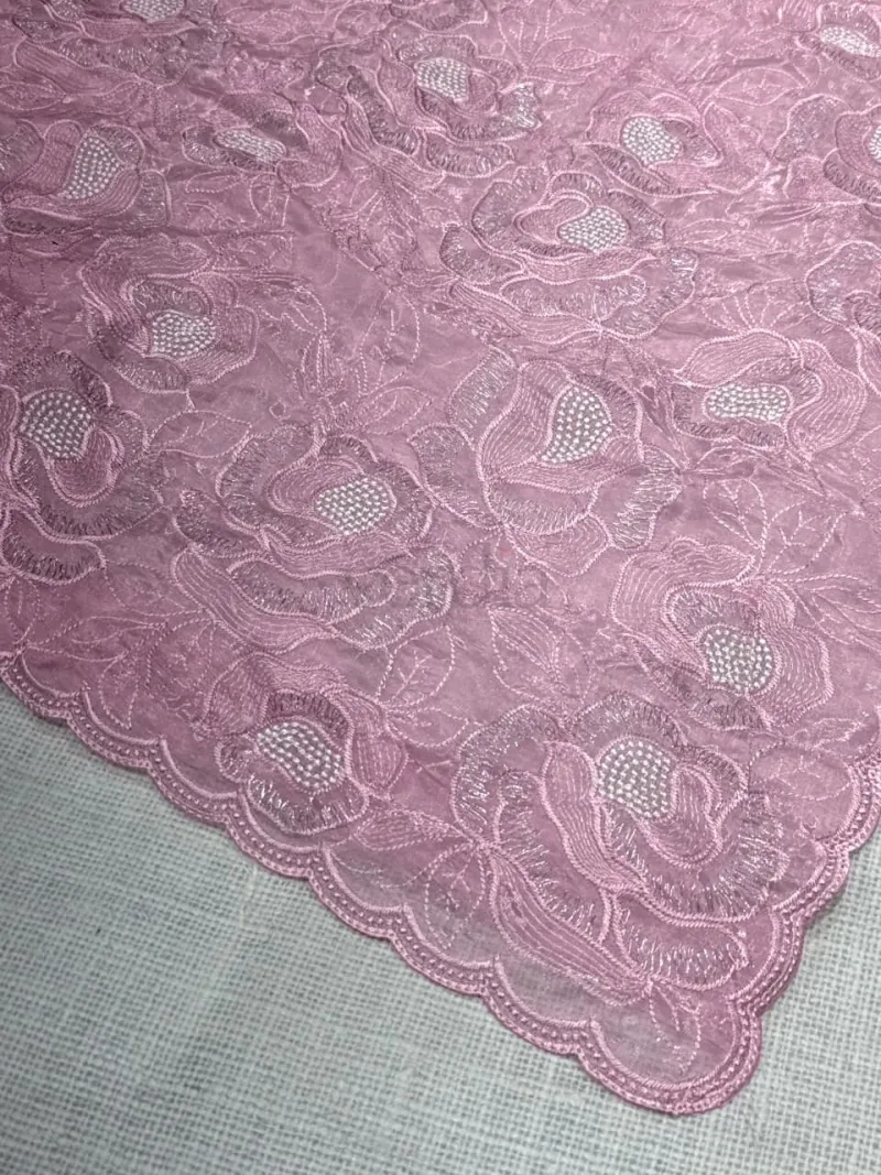 Chanda silk saree with Turkish organza style and sequins embroidery work. view 8