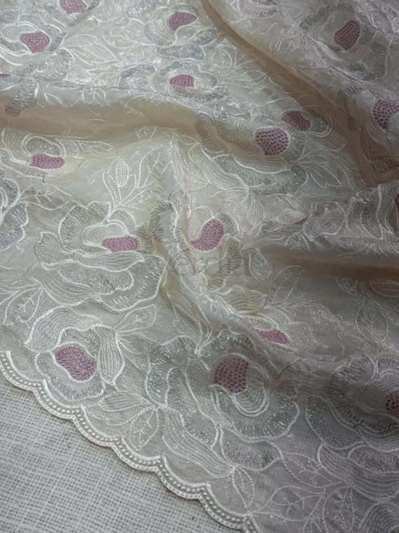 Chanda silk saree with Turkish organza style and sequins embroidery work. view 11