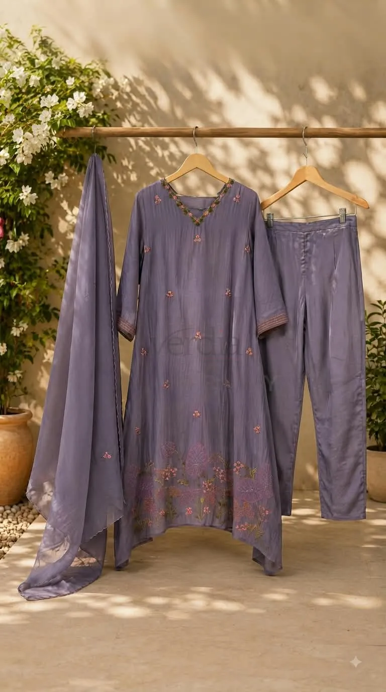 Premium Banarasi Mul Chanderi Kurta Set view 2